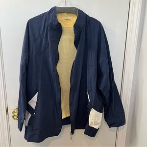 Women’s Light Spring Summer Bomber Jacket 2x Navy/Yellow Cotton/Poly Like-New